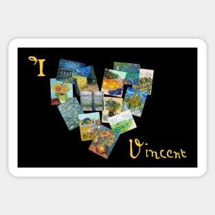 I Love Vincent Van Gogh Paintings Collage Heart Sticker